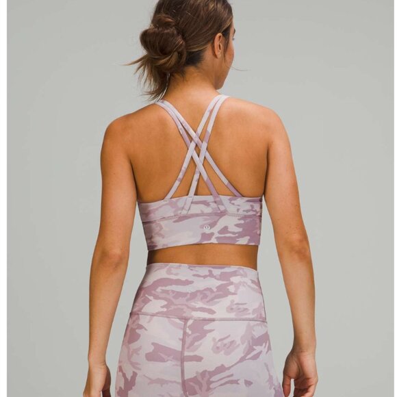 Lululemon PINK PURPLE CAMO LUXTREME RIBBED SET Energy Bra Long Line + Leggings 4 - Picture 3 of 15